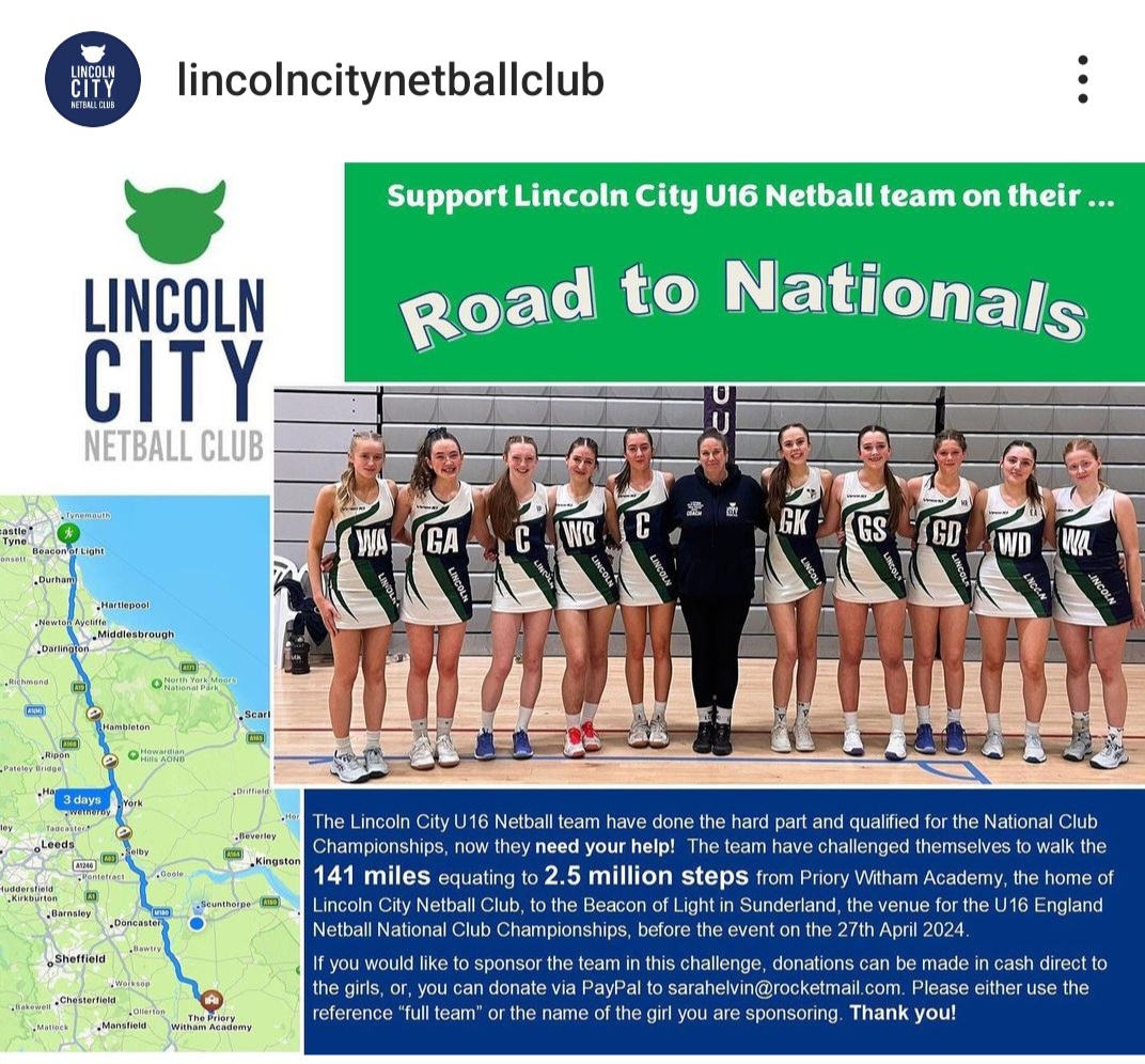 Lincoln City U16 Netball Team – Fundraiser